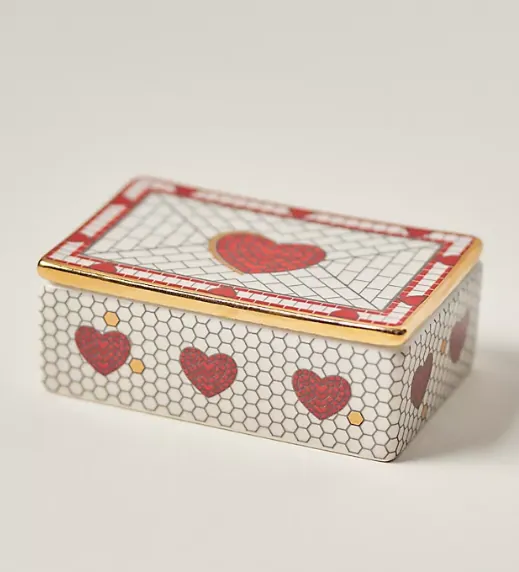 Anthropologie The Bistro Tile Stoneware Trinket Box